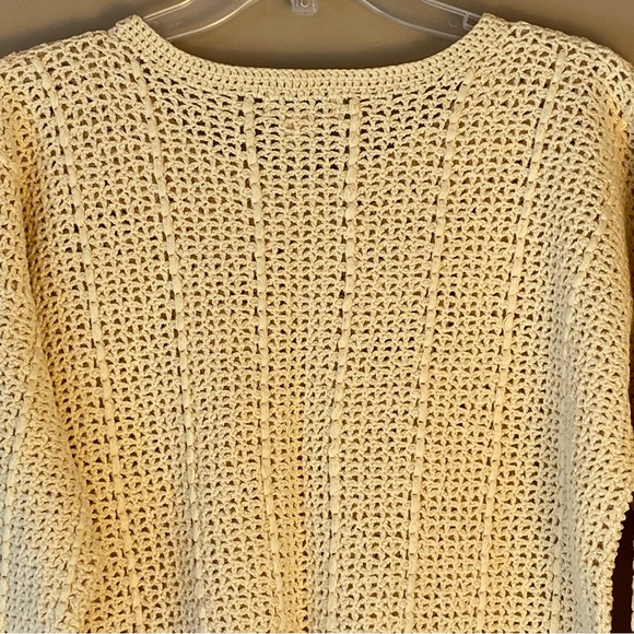 L.L. Bean Vintage golden beige linen & cotton crocheted sweater, size XL - Picture 6 of 8